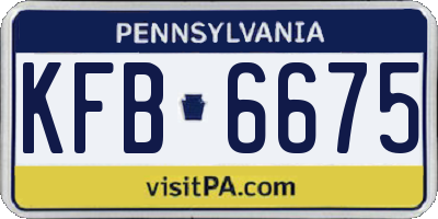 PA license plate KFB6675