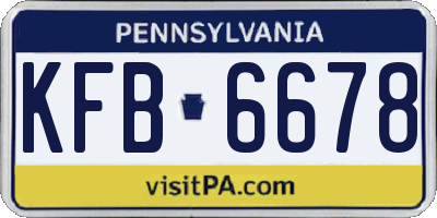 PA license plate KFB6678