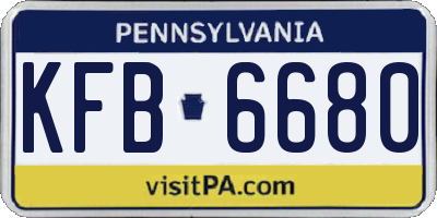 PA license plate KFB6680