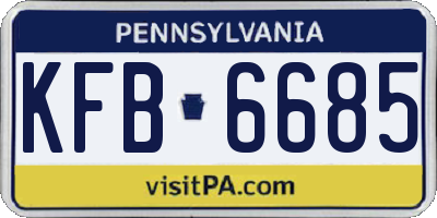 PA license plate KFB6685
