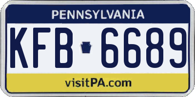 PA license plate KFB6689