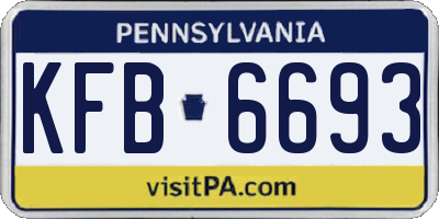 PA license plate KFB6693