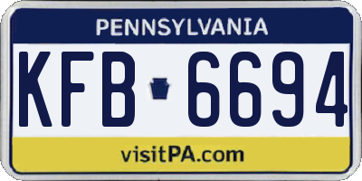 PA license plate KFB6694