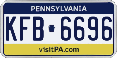 PA license plate KFB6696