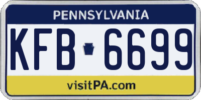 PA license plate KFB6699