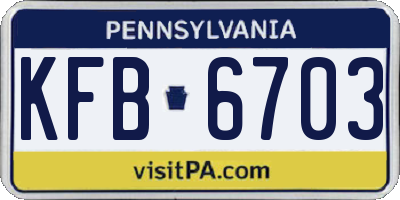 PA license plate KFB6703