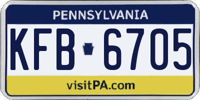 PA license plate KFB6705