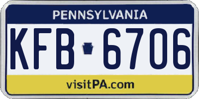 PA license plate KFB6706