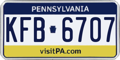 PA license plate KFB6707