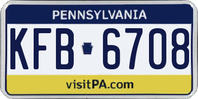 PA license plate KFB6708
