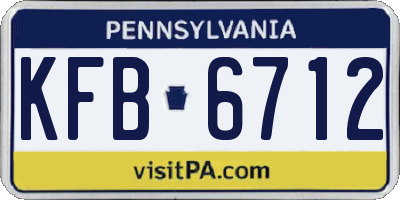 PA license plate KFB6712
