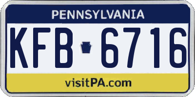 PA license plate KFB6716