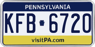 PA license plate KFB6720