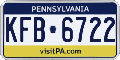 PA license plate KFB6722