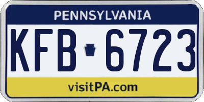 PA license plate KFB6723