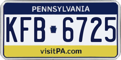 PA license plate KFB6725