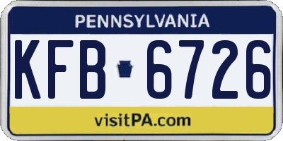 PA license plate KFB6726
