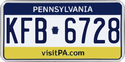 PA license plate KFB6728