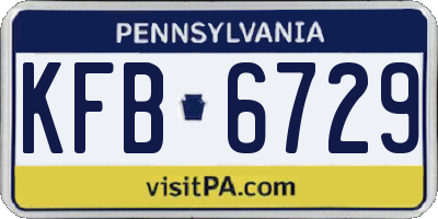 PA license plate KFB6729