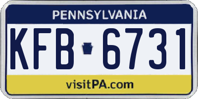 PA license plate KFB6731