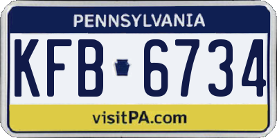 PA license plate KFB6734