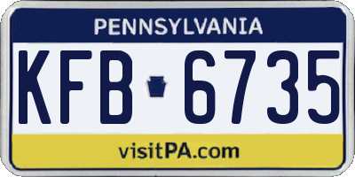 PA license plate KFB6735