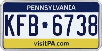 PA license plate KFB6738