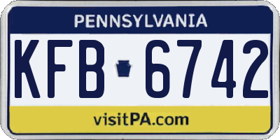 PA license plate KFB6742