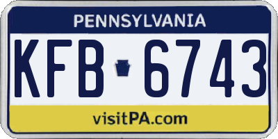 PA license plate KFB6743