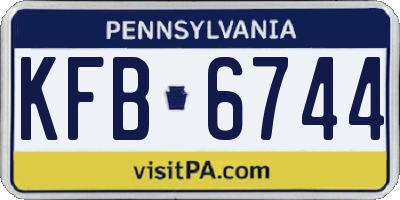 PA license plate KFB6744