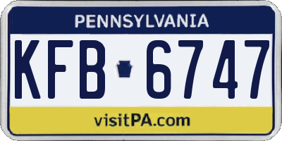 PA license plate KFB6747