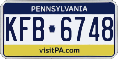 PA license plate KFB6748
