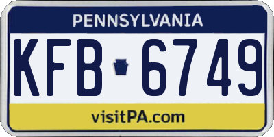 PA license plate KFB6749