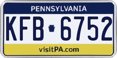 PA license plate KFB6752