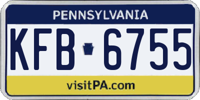 PA license plate KFB6755