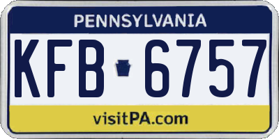 PA license plate KFB6757