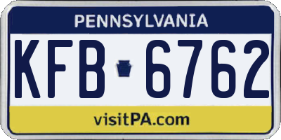 PA license plate KFB6762