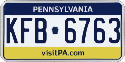 PA license plate KFB6763