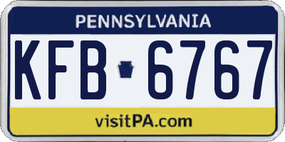 PA license plate KFB6767