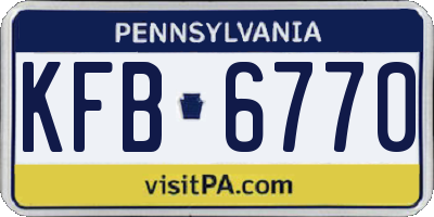 PA license plate KFB6770