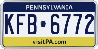 PA license plate KFB6772