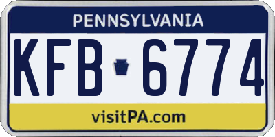 PA license plate KFB6774