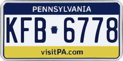 PA license plate KFB6778