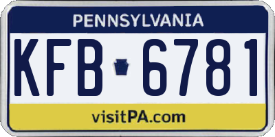 PA license plate KFB6781