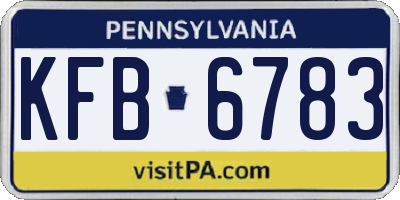 PA license plate KFB6783