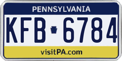 PA license plate KFB6784
