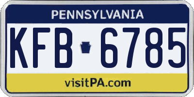 PA license plate KFB6785