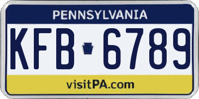 PA license plate KFB6789