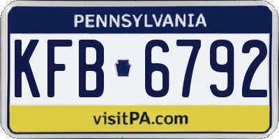 PA license plate KFB6792