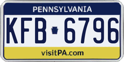 PA license plate KFB6796